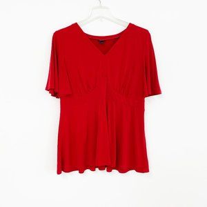 Torrid Red V-Neck Flutter Sleeve Blouse 2X